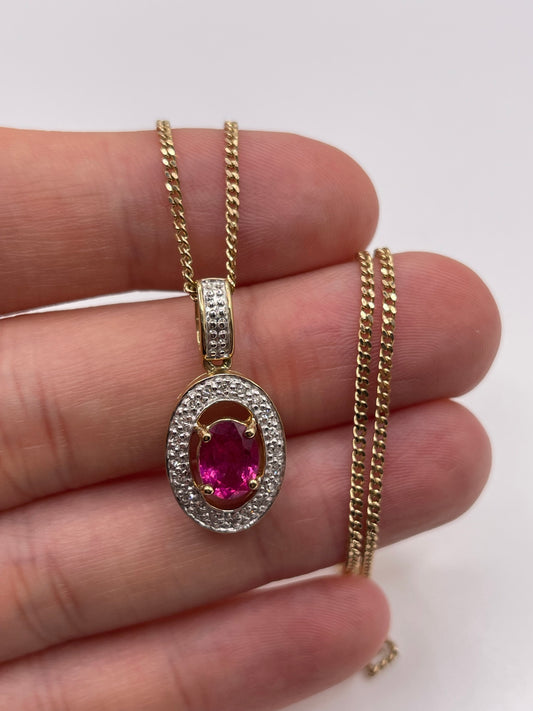 9ct gold tourmaline and diamond necklace