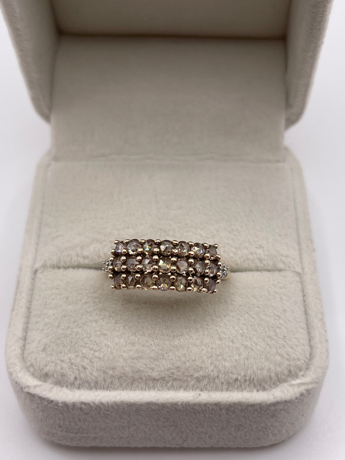 9ct gold rose cut diamond cluster ring