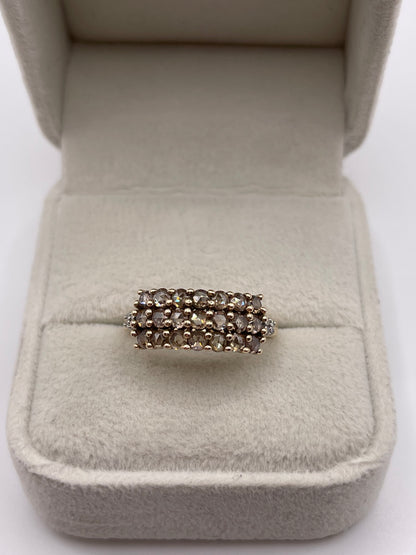 9ct gold rose cut diamond cluster ring