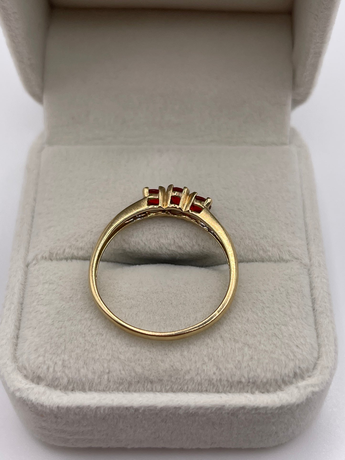 9ct gold fire opal and diamond ring