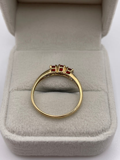 9ct gold fire opal and diamond ring