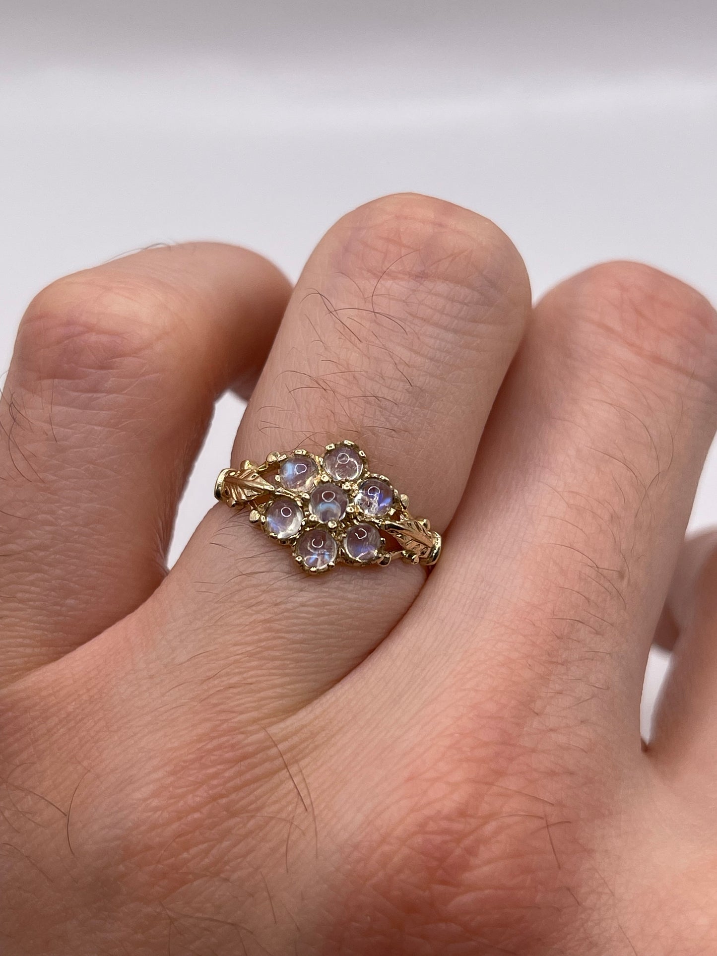 9ct gold moonstone cluster ring