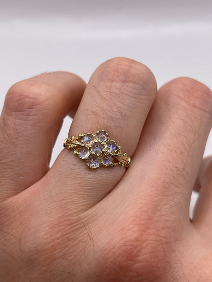 9ct gold moonstone cluster ring