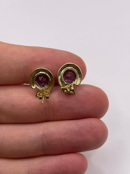 9ct gold amethyst and diamond earrings