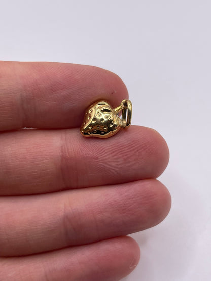 9ct gold enamelled strawberry charm