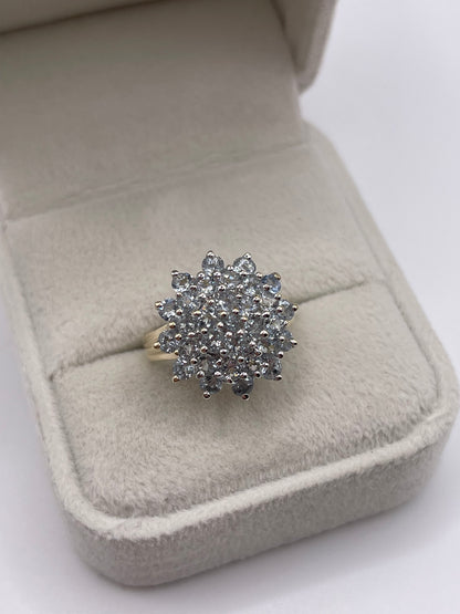 9ct gold aquamarine clusyer ring
