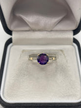 Load image into Gallery viewer, 9ct gold amethyst and diamond ring
