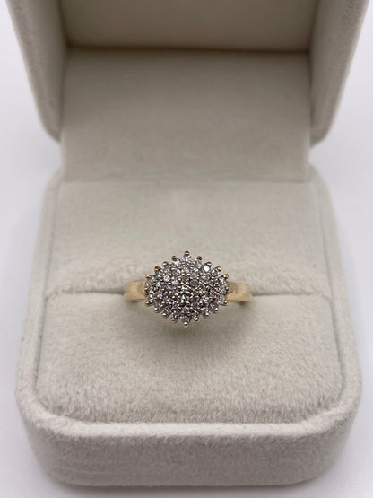 9ct gold diamond cluster ring
