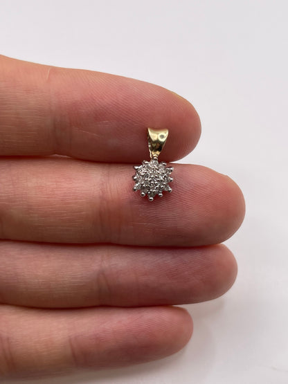 9ct gold diamond cluster pendant