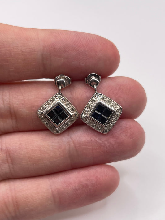 14ct white gold sapphire and diamond earrings