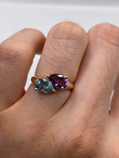 14ct gold amethyst and topaz ring