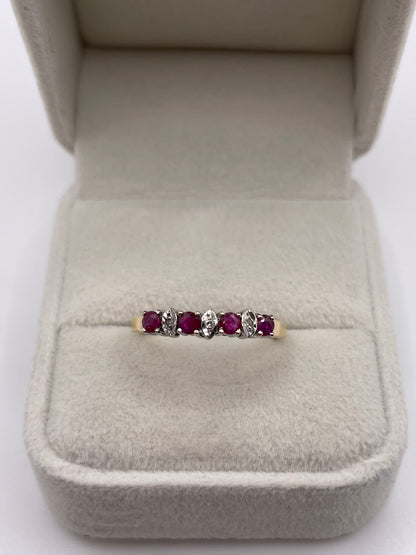 9ct gold ruby and diamond ring