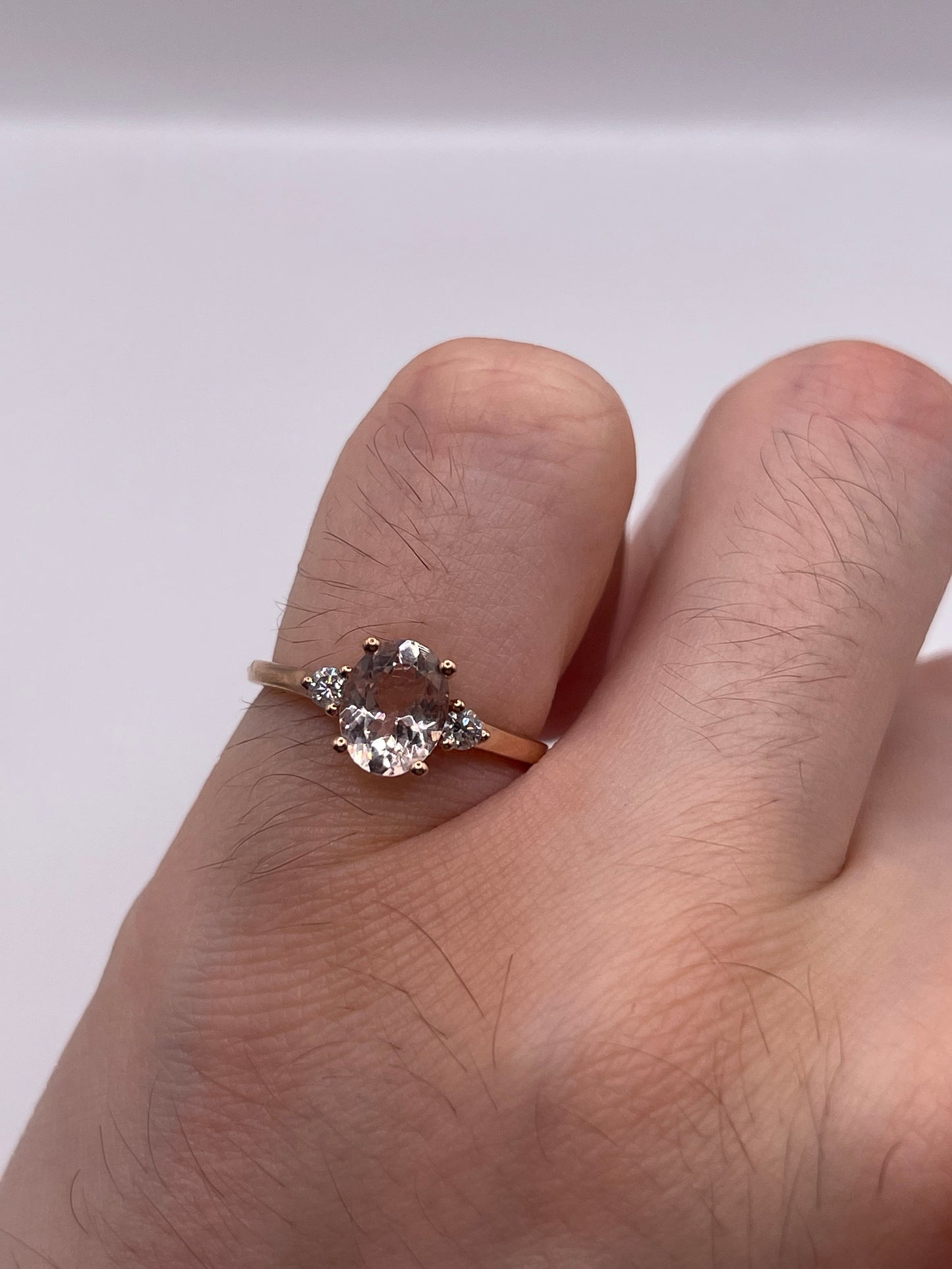 9ct rose gold morganite and diamond ring
