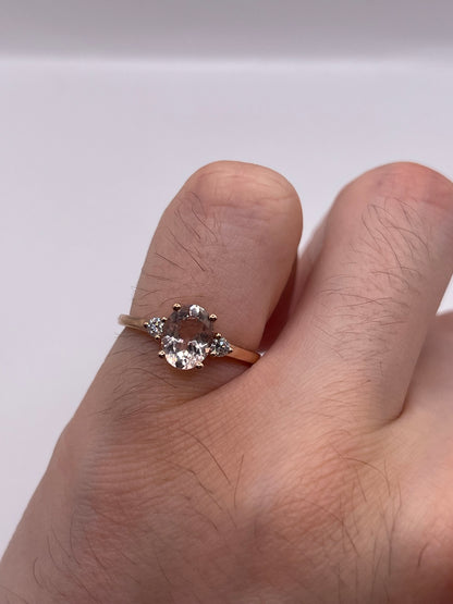 9ct rose gold morganite and diamond ring