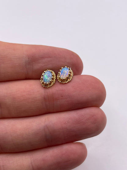 9ct gold opal earrings