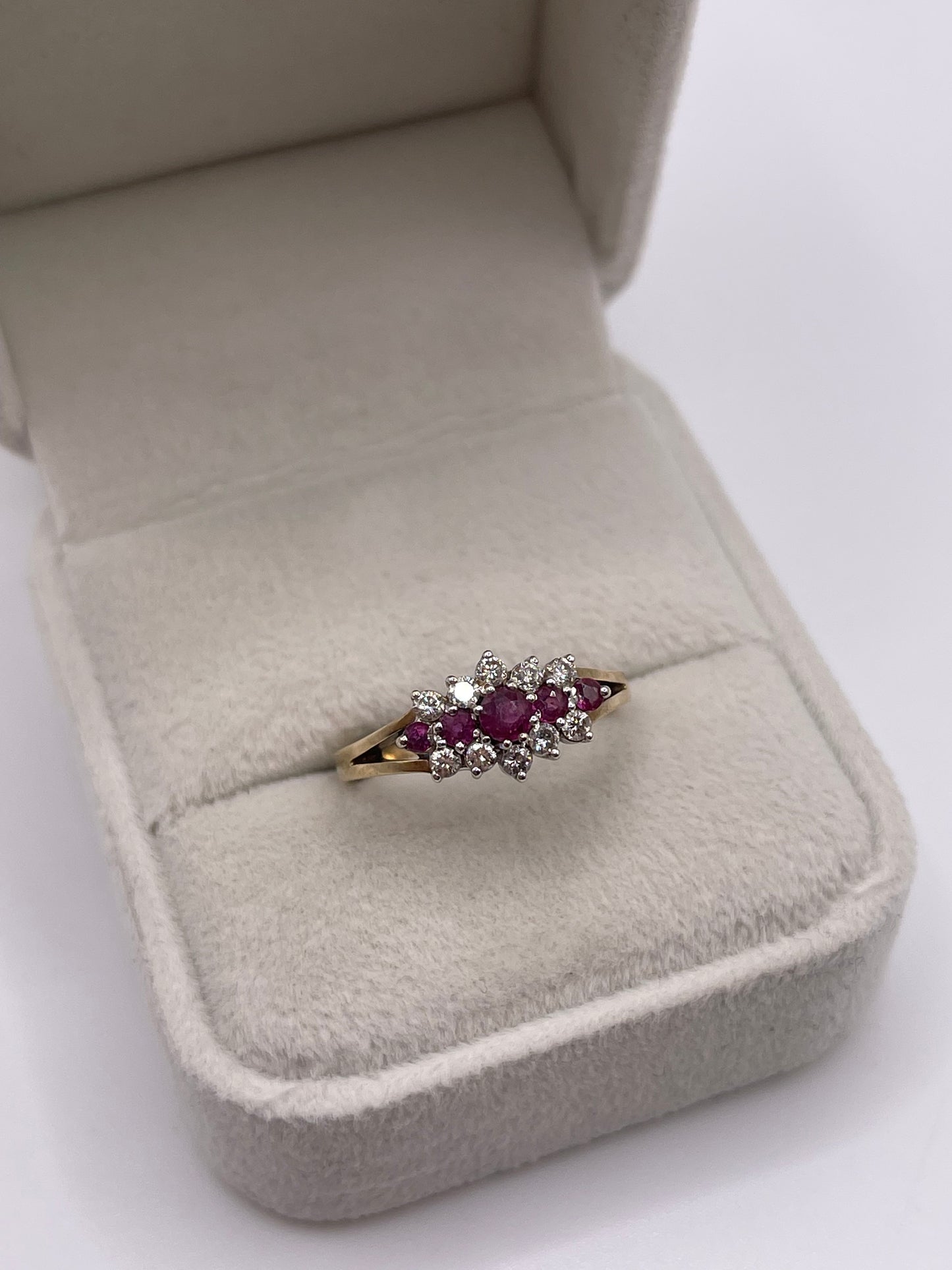 9ct gold ruby and diamond ring