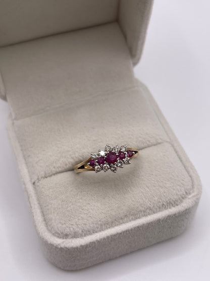 9ct gold ruby and diamond ring