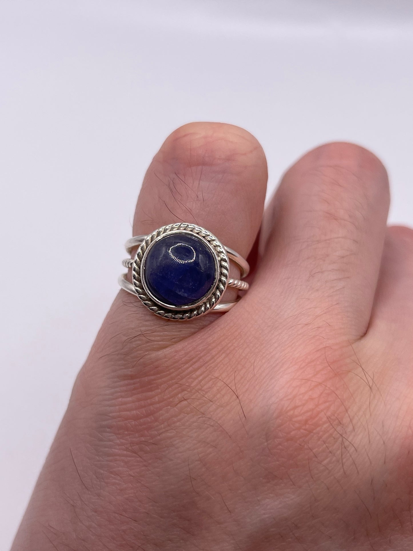 Silver gemstone ring