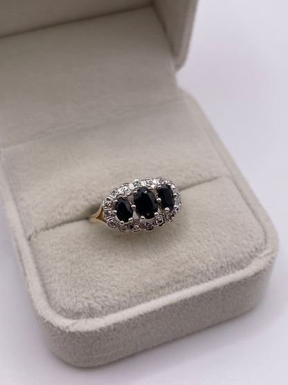 9ct gold sapphire and diamond ring