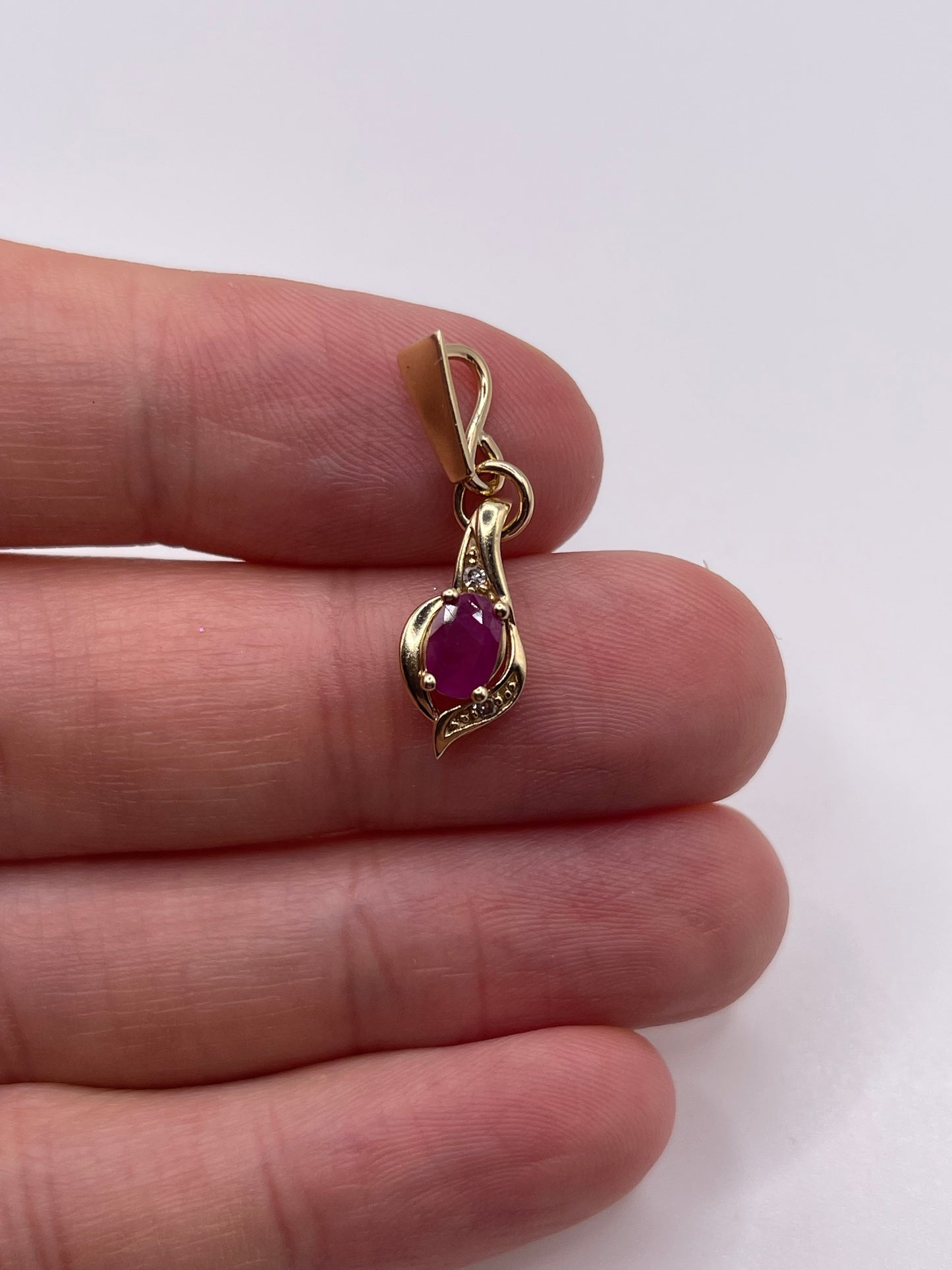 9ct gold ruby and diamond pendant