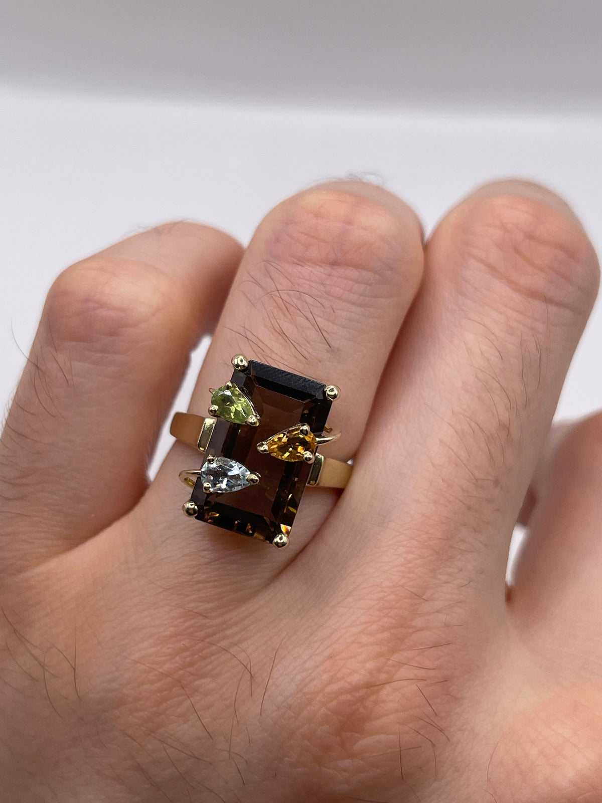 9ct gold multi gemstone ring