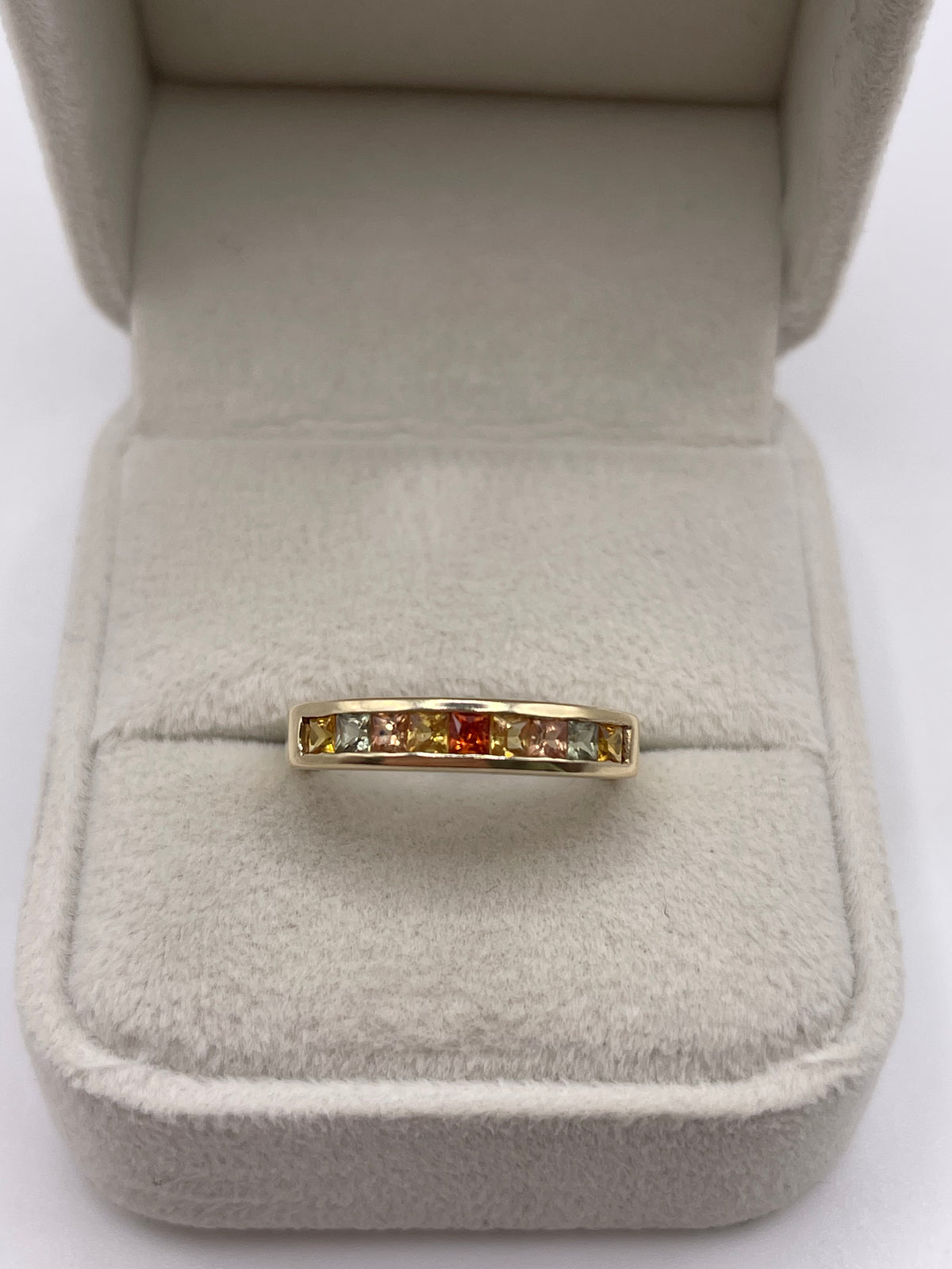 9ct gold multi coloured sapphire ring