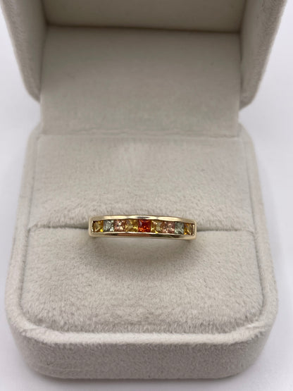 9ct gold multi coloured sapphire ring