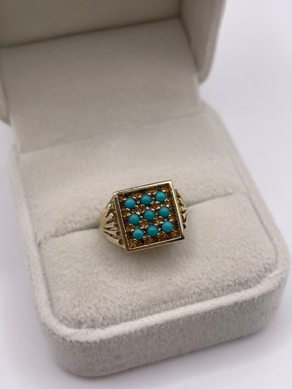 9ct gold turquoise signet ring