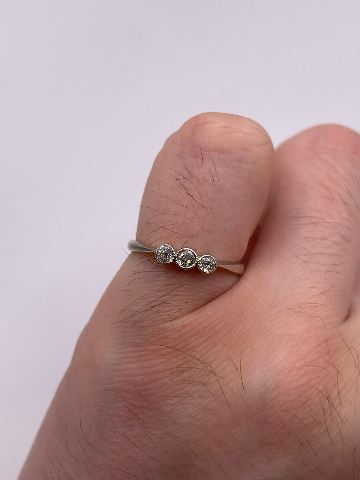 9ct white gold old cut diamond ring