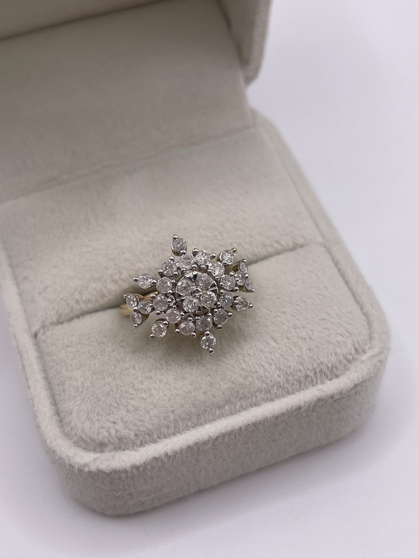 9ct gold diamond cluster ring