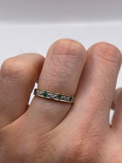 9ct gold emerald and diamond ring
