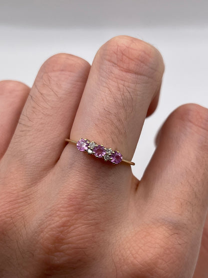 9ct gold pink sapphire and diamond ring