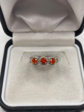Load image into Gallery viewer, 9ct white gold fire opal and diamond ring
