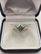 Load image into Gallery viewer, 9ct gold emerald and diamond ring
