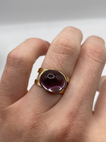9ct gold cabochon amethyst ring