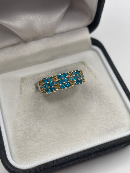 9ct gold blue apatite cluster ring