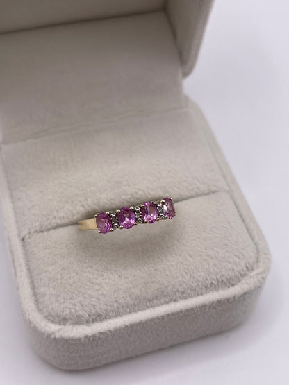 9ct gold pink sapphire and diamond ring