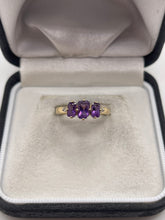 Load image into Gallery viewer, 9ct gold amethyst and diamond ring
