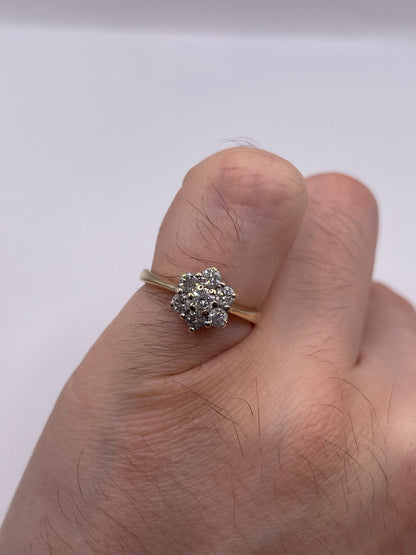 9ct gold 50 point diamond cluster ring