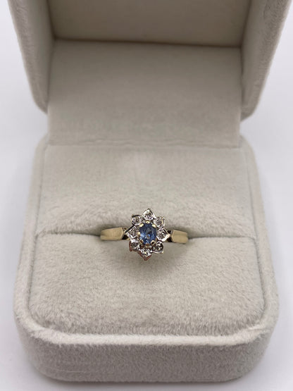 9ct gold sapphire and diamond ring
