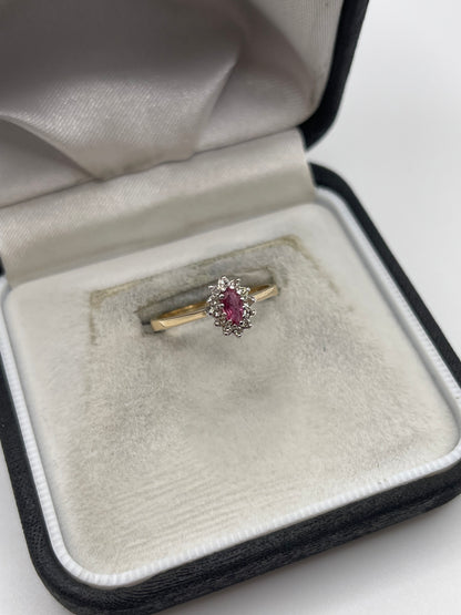 9ct gold ruby and diamond ring