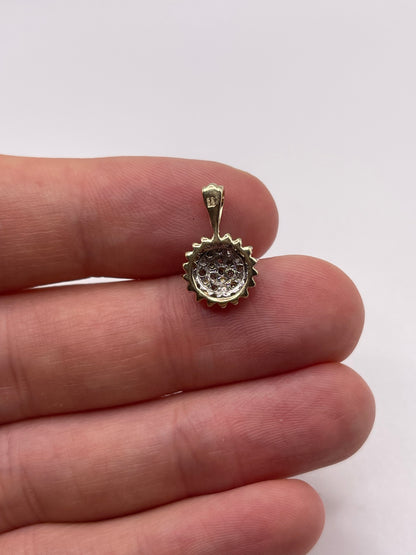 9ct gold diamond cluster pendant