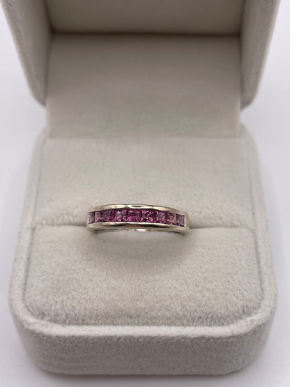 9ct white gold almandine garnet ring