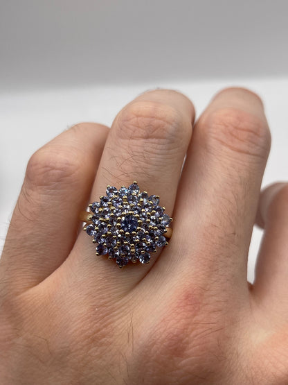 9ct gold tanzanite cluster ring