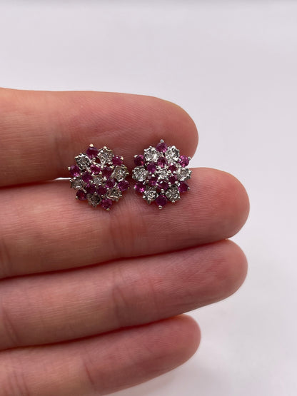 9ct gold ruby and diamond earrings