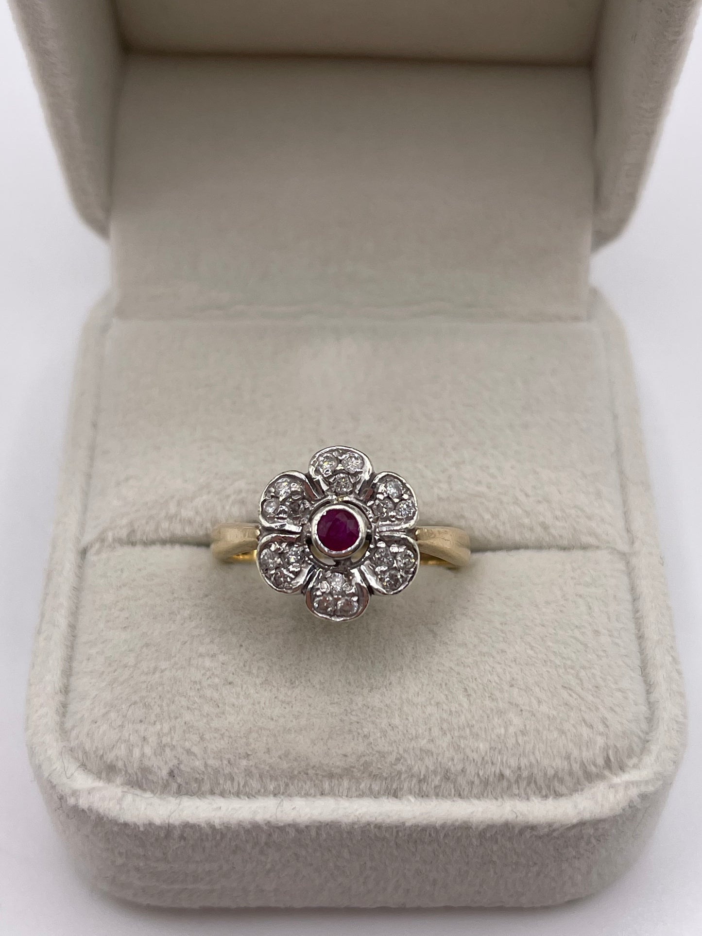 9ct gold ruby and diamond ring