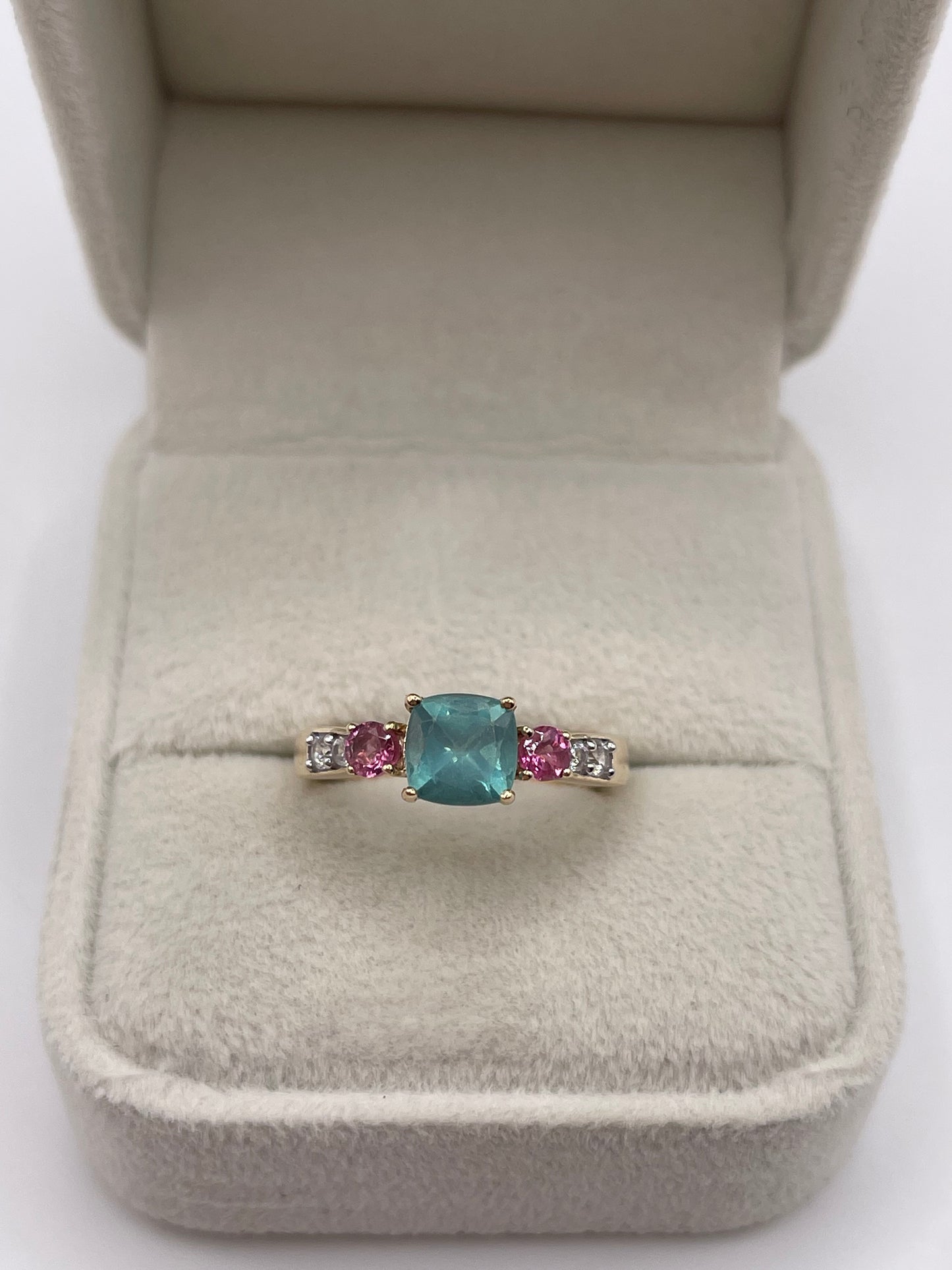 9ct gold multi gemstone cluster ring