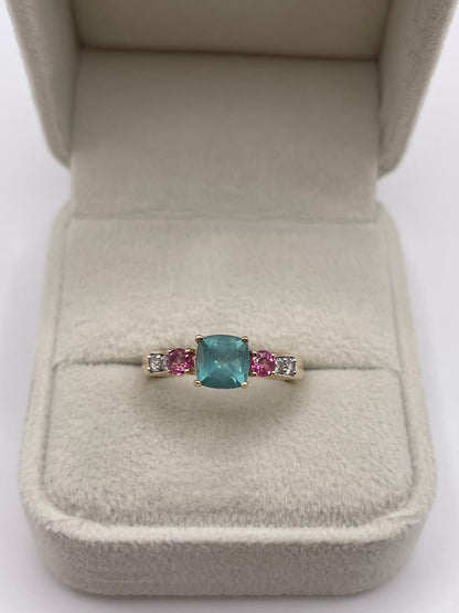 9ct gold multi gemstone cluster ring