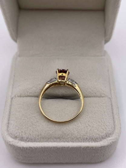 9ct gold tourmaline and diamond ring