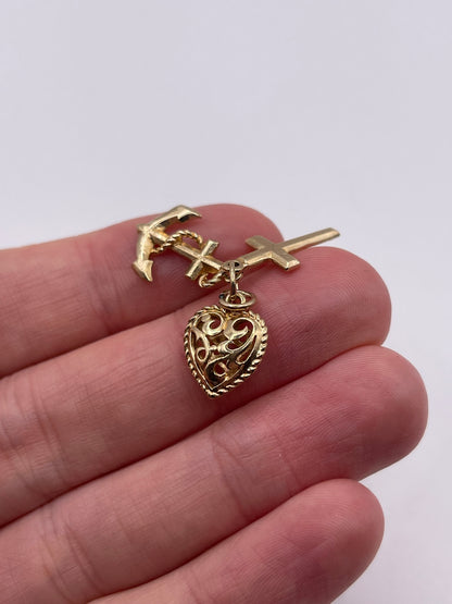 9ct gold hope, faith and charity charm